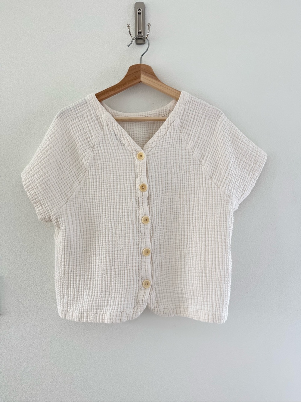 Madewell Cream Textured Waffle Short-Sleeve Tee - Picture 2 of 3